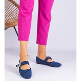 Gemre Navy blue ballerinas adorned with a buckle with Demetra crystals | Shoptok.si