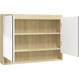 vidaXL kupaonski ormarić s ogledalom 80x15x60 cm MDF bijeli i hrast | shoptok.hr