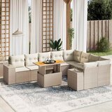  10-dijelni set vrtnih sofa od poliratana s jastucima smeđi | shoptok.hr