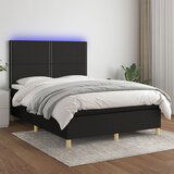 The Living Store Box spring postelja z vzmetnico LED črna 140x190 cm blago - Box Spring Postelja, (21519193) | Shoptok.si
