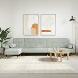 vidaXL Raztegljiv kavč L oblike svetlo siv 271x140x70 cm žamet Cene