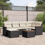  7-dijelni set vrtnih sofa od poliratana s jastucima crni | shoptok.hr