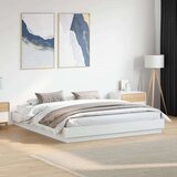 vidaXL Posteljni okvir z LED diodami bel 180x200 cm | Shoptok.si