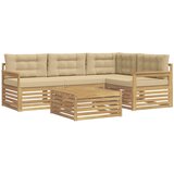 vidaXL Zunanja garnitura za sedenje 6 pcs Bela in bež Poliester, (5000279481) | Shoptok.si