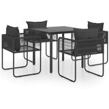 PVC 5-dijelni vrtni blagovaonski set od ratana crni | shoptok.hr