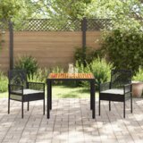 vidaXL jedilni set Set 3 Črna Les Trajno Pohodna oprema Kvadratno | Shoptok.si