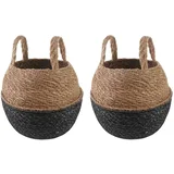 Saksija za biljke s ručkama 2 pcs Crna Ø 22 x 20 cm