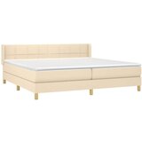  Box spring postelja z vzmetnico krem 200x200 cm blago, (20893199) | Shoptok.si