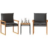  3-dijelni bistro set s jastucima poliratan i drvo bagrema crni | shoptok.hr