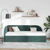 vidaXL Kotna postelja z vzglavjem Temno zelena 90 x 190 cm Žamet | Shoptok.si