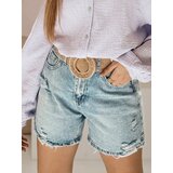 DStreet Spodenki damskie jeansowe z paskiem HOT SUMMER niebieskie | Shoptok.si