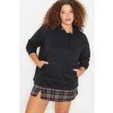 Trendyol Curve Black Hooded Boyfriend Slim Knitted Sweatshirt | shoptok.hr