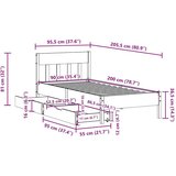 vidaXL Okvir kreveta bez madraca 90 x 200 cm od masivne borovine | shoptok.hr