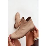 Zazoo Leather Ankle Boots With Zipper Beige | shoptok.hr