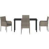  5-delni set vrtnega jedilnega pohištva z blazinami siva poli ratan | Shoptok.si