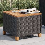 vidaXL Vrtni stol crni 45 x 45 x 37 cm od poliratana i bagremovog drva | shoptok.hr