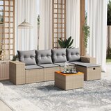  The Living Store Vrtna sedežna garnitura 6-delna z blazinami bež poli ratan - Vrtna Sedežna Garniture, (21452715) | Shoptok.si