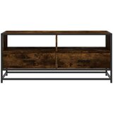vidaXL Klubska mizica dimljen hrast 100x50x45 cm inžen. les in kovina | Shoptok.si