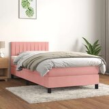Box spring postelja z vzmetnico roza 90x200 cm žamet, (20896762) | Shoptok.si