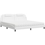 vidaXL Postelja z vzmetnico bela 200x200 cm umetno usnje, (21143004) | Shoptok.si