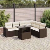  7-dijelni set vrtnih sofa od poliratana s jastucima smeđi | shoptok.hr