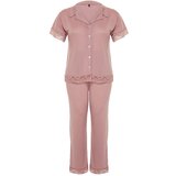 Trendyol Curve Pale Pink Lace Knitted Pajamas Set | shoptok.hr