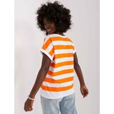 Fashion Hunters Basic white and orange striped blouse Cene