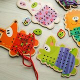 Woopie Green drvene životinje za provlačenje 5 u 1, Montessori igračka, 20 dijelova | shoptok.hr