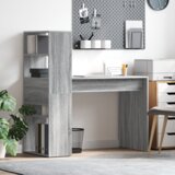 vidaXL Miza s shranjevanjem Siva sonoma 113x54x120 cm Inženirski les | Shoptok.si
