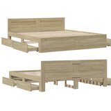  Okvir za krevet s uzglavljem boja hrasta 200x200 cm drveni | shoptok.hr