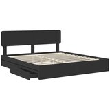  Postelja s shranjevanjem Črna 200 x 200 cm Konstruiran les, (5000105623) | Shoptok.si