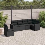  6-dijelni set vrtnih sofa s jastucima crni od poliratana | shoptok.hr
