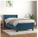vidaXL Box spring postelja z vzmetnico temno moder 90x190 cm Cene