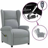  Masažni električni naslonjač s krilima Svjetlosiva Tkanina - Svjetlosiva | shoptok.hr