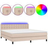  Box spring postelja vzmetnico LED kapučino 180x200 cm um. usnje, (20901765) | Shoptok.si