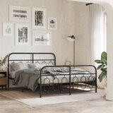 Maison Chic Kovinski Posteljni okvir - Dvoposteljna postelja - Zakonska postelja z vzglavjem in vznožjem črn 135x190 cm, (21696037) | Shoptok.si