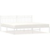 Metalni Kovinski posteljni okvir z vzglavjem bel 200x200 cm | Shoptok.si