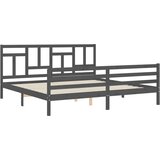  Okvir za krevet s uzglavljem sivi 200 x 200 cm od masivnog drva | shoptok.hr