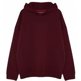 Trendyol Claret Red Men's Plus Size Oversize College Print Sweatshirt with a Soft Pile Puffy interior