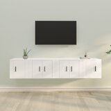 The Living Store Komplet TV omaric 4-delni visok sijaj bel inženirski les - Komplet TV Omaric, (21374063) Cene
