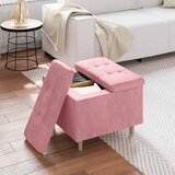  Otoman za pohranu s jastukom Ružičasta 60 x 60 x 45 cm Baršun | Eponuda.com