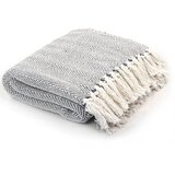 vidaXL pregrinjalo iz bombaža ribja kost 220x250 cm sivo cene