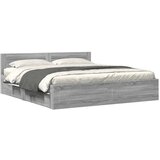 Maison Chic Posteljni Okvir - Dvoposteljna postelja z vzglavjem siva sonoma 180x200 cm inž. les, (22080409) | Shoptok.si