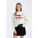 Defacto New Year Themed Crew Neck Hair Knitting Patterned Knitwear Sweater | ePonuda.com