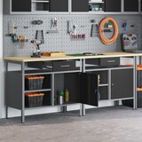 vidaXL Set 2 Črna in siva Jeklo Delovna miza Pravokotna Industrijska Cene