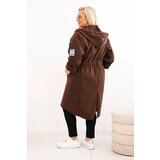Kesi Włoski Elegant Plus Size women's coat with a collar and large pockets fango | Shoptok.si