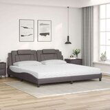  Postelja z vzmetnico siva 200x200 cm umetno usnje, (21143002) | Shoptok.si