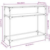 vidaXL Konzolna mizica s stekleno površino 98x35x81 cm jeklo | Shoptok.si