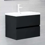 Ormarić Omarica za umivalnik z vgradnim umivalnikom črna iverna plošča, (20622383)
