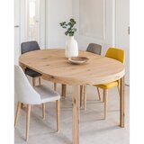 Kave Home Okrogla raztegljiva jedilna miza z dodatno ploščo v hrastovem dekorju ø 120 cm Colleen – | Shoptok.si